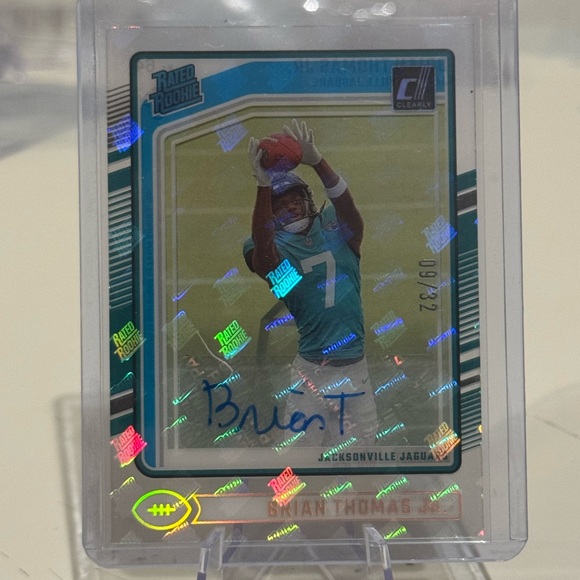 2024 Brian Thomas Jr. Panini Donruss Clearly 9/32 Autographed Rated Rookie - Picture 1 of 2